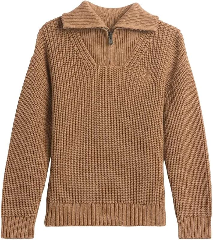 Boys' Quarter Zip Cotton Rib Sweater