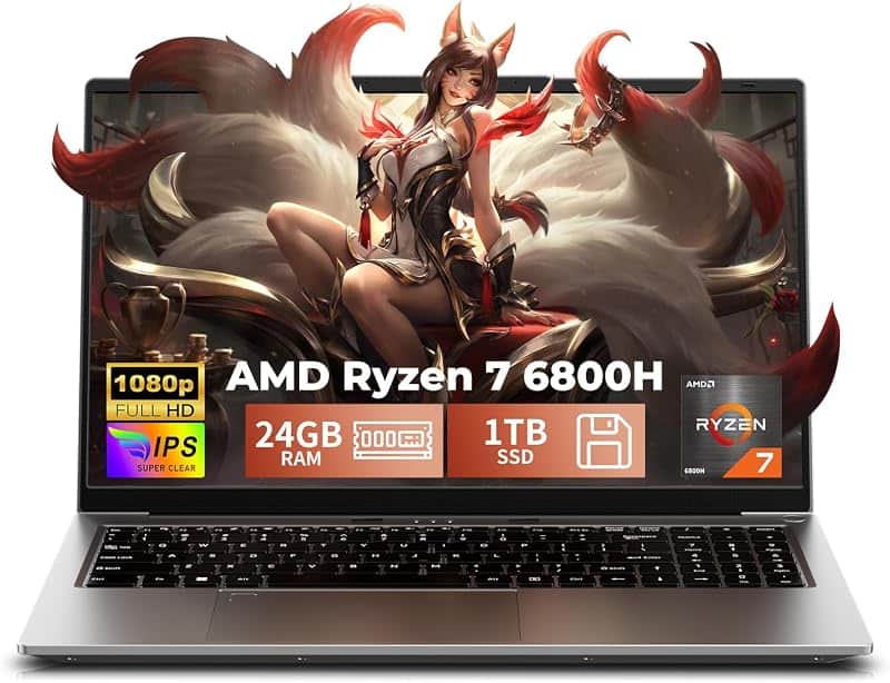 2026 Flagship 15.6" Gaming Laptop | AMD Ryzen 7 6800H | 24GB DDR5 RAM | 1TB NVMe SSD | 8C…