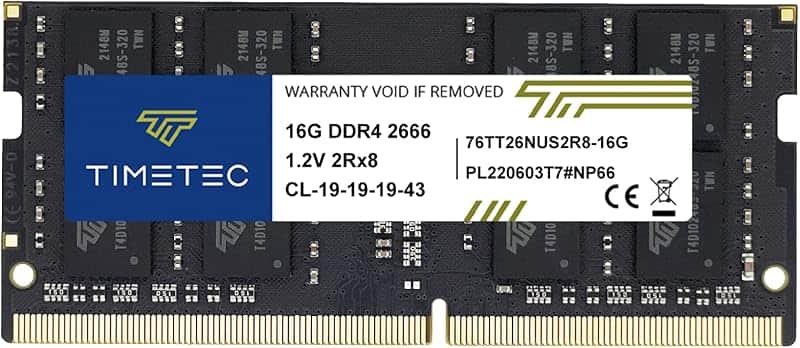 Timetec 16GB DDR4 2666MHz (PC4-2666V) PC4-21300 SODIMM Laptop RAM – 260-Pin 1.2V CL19 Non…