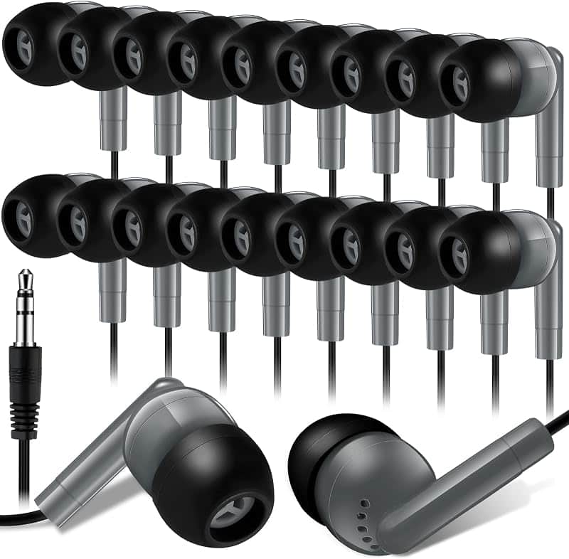 Kanayu 100 Pack Wired Earbuds Bulk for Classroom, 3.5MM No Mic,Gray | Student Headphones…