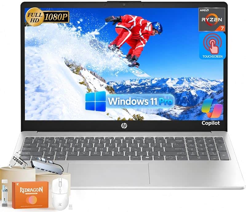 15.6" Touchscreen Laptop, Ryzen 7 7730U Up to 4.5GHz, 32GB RAM 1TB SSD