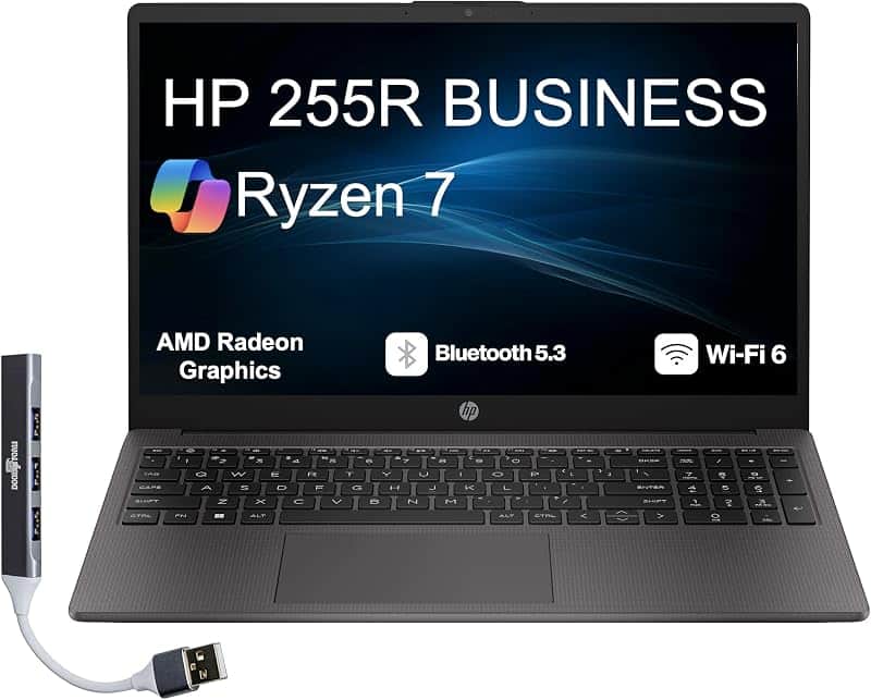 255R Business Laptop 15.6" LCD FHD Display (AMD Ryzen 7 7735U, 16GB DDR5, 512GB PCIe SSD,…
