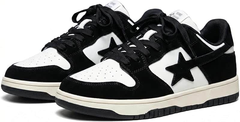 Y2K Retro Mixed Media Platform Skate Sneakers for Men Casual Streetwear Fashion with Raw…