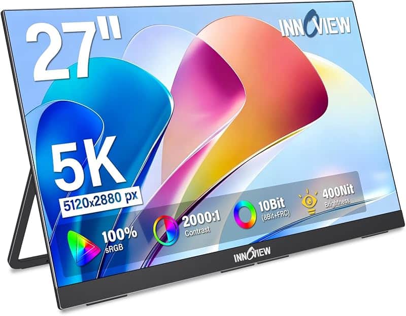 27 Inch 5K Portable Monitor 5120x2880 60Hz UHD IPS HDR, Large Portable Monitor for Laptop…