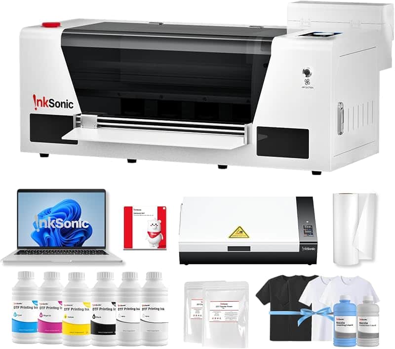 INKSONIC F1080 14" DTF Printer with Oven & Laptop, Built-in Film Cutter | Print and cure…