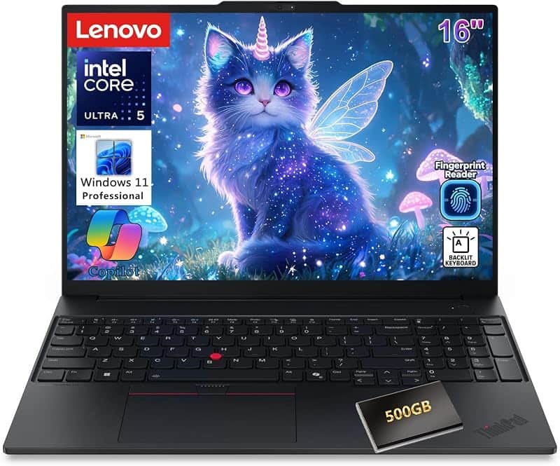 ThinkPad E16 Gen 3 Laptop, Ultra 5 225H, 16GB DDR5 RAM, 1TB SSD | 500GB Portable HDD, Bus…
