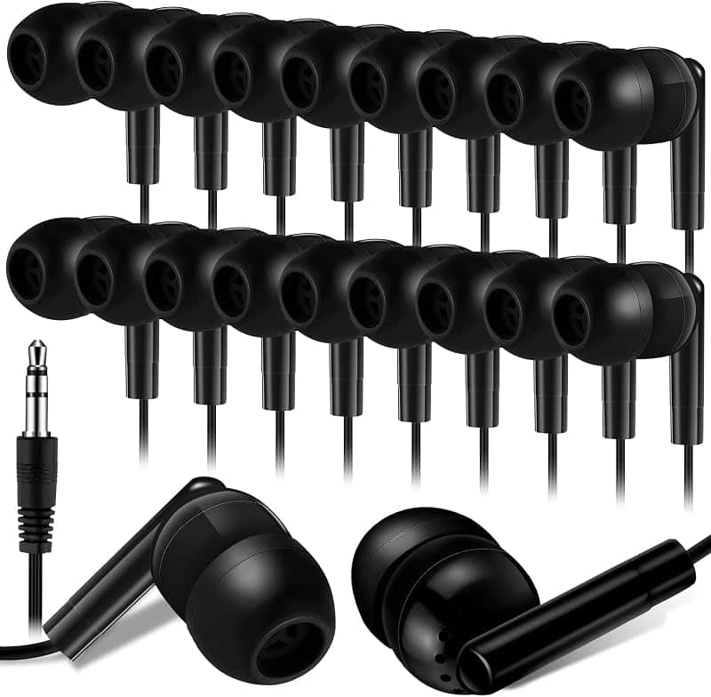 Kanayu 500 Pack Wired Earbuds Bulk for Classroom, 3.5MM No Mic,Black | Student Headphones…