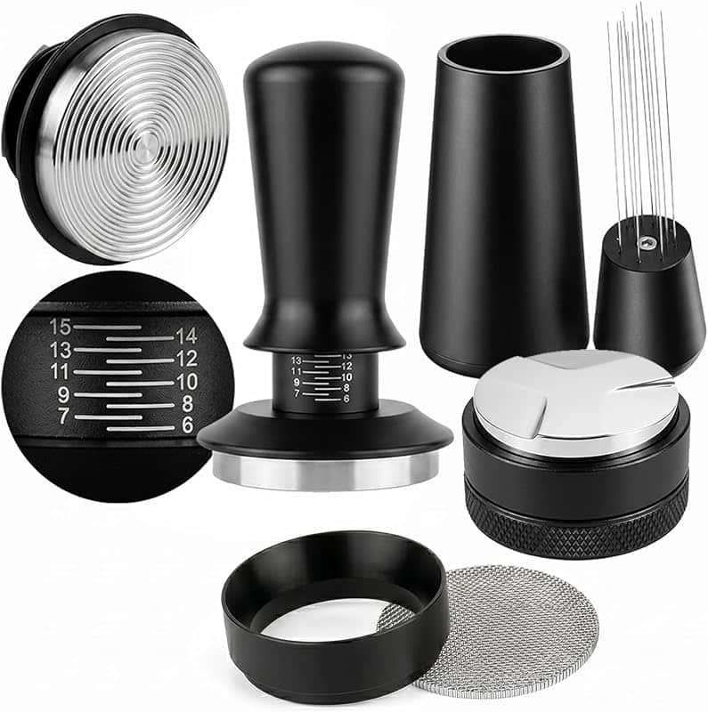 5PCS 51mm Espresso Accessories Kit, Espresso Tamper, WDT Tool, Coffee Distributor, Puck S…