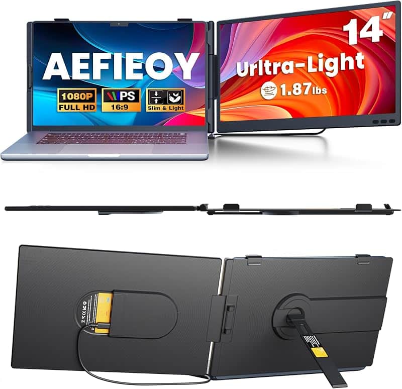 Aefieoy 14.2" Laptop Screen Extender, Ultra-Thin & Ultra-Portable Dual Portable Monitor w…