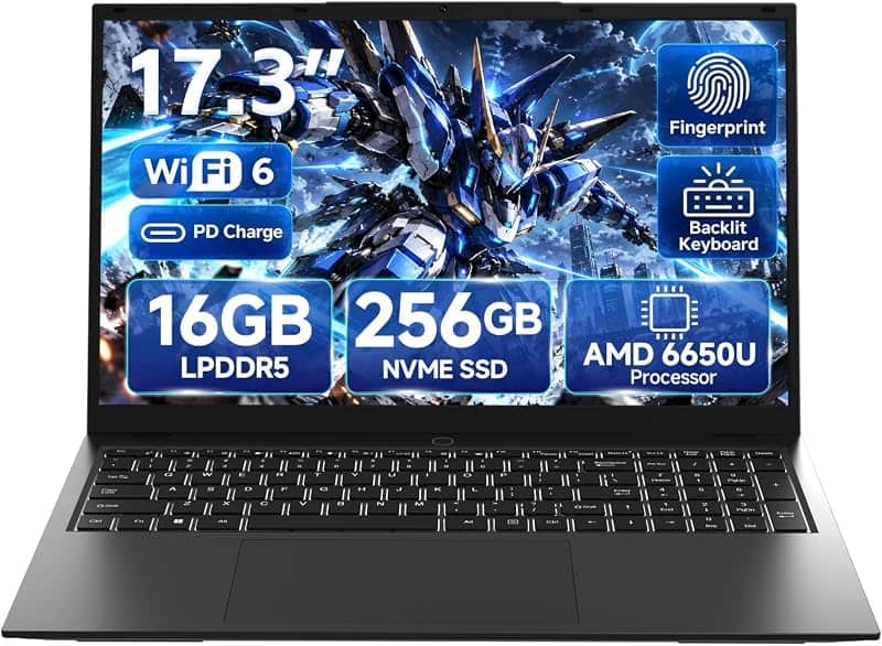 17.3”Laptop, AMD Ryzen 5 PRO 6650U Up to 4.5GHz, 16GB LPDDR5 256GB NVME SSD | 50Wh Batter…