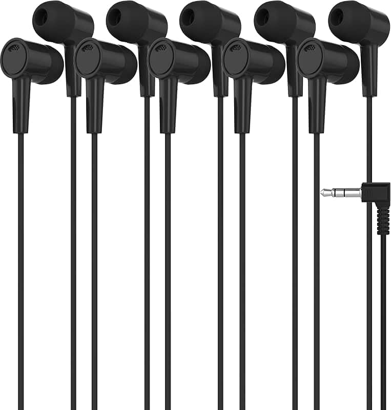 Maeline 5 Pack Earbuds in-Ear Stereo Headphones for School Classroom, Library, Travel, Gy…