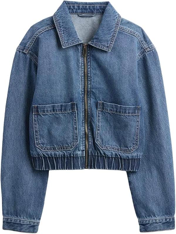 Girls' Denim Bomber Jacket