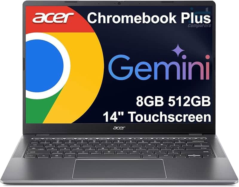 Chromebook Plus 514 Laptop, 14" Touchscreen, Intel i3-N355, 8GB/512GB