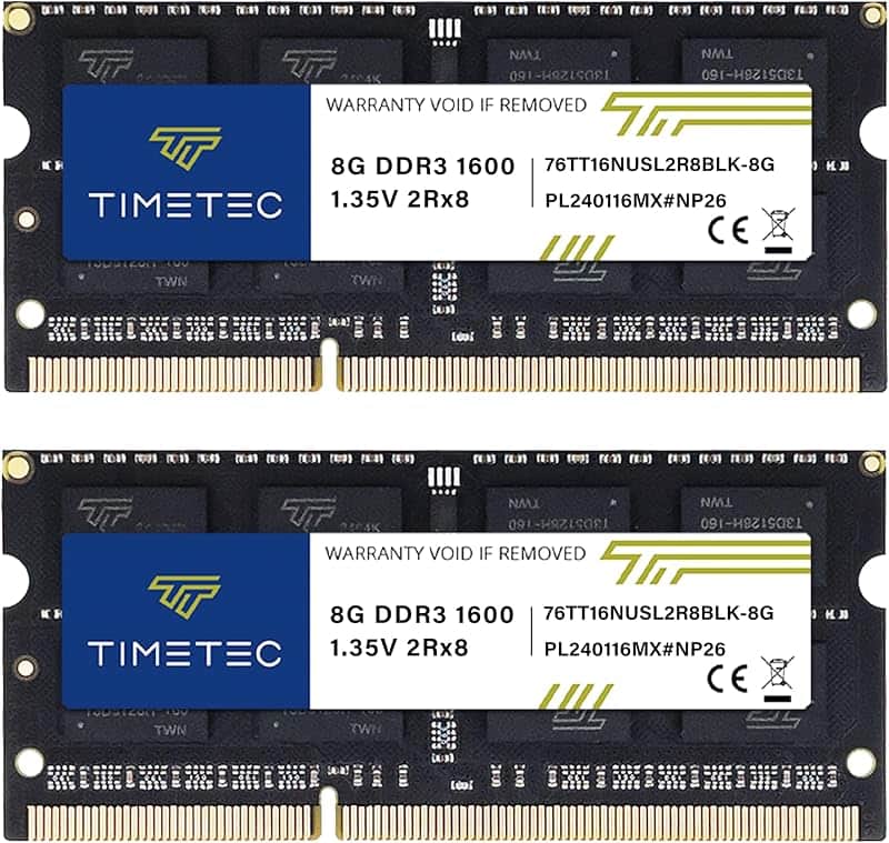 Timetec 16GB KIT(2x8GB) DDR3L / DDR3 1600MHz (DDR3L-1600) PC3L-12800 / PC3-12800 Non-ECC…