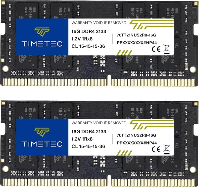 Timetec 32GB KIT (2x16GB) DDR4 2133MHz (PC4-2133P) PC4-17000 SODIMM Laptop RAM – 260-Pin…
