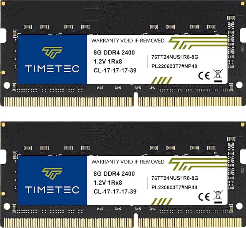 Timetec 16GB KIT (2x8GB) DDR4 2400MHz (PC4-2400T) PC4-19200 SODIMM Laptop RAM – 260-Pin 1…