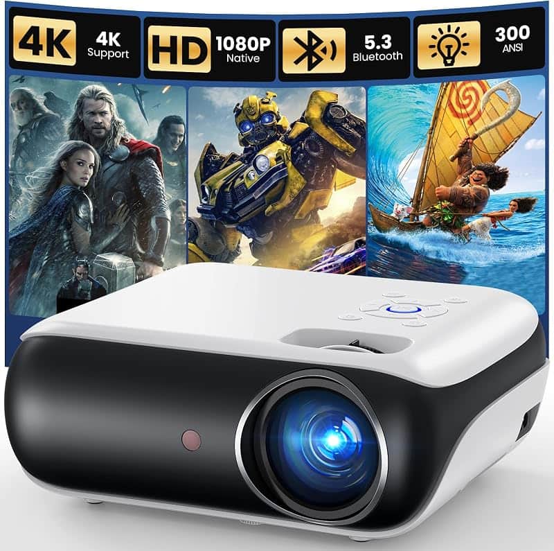 HAPPRUN Native 1080P Bluetooth Projector - Standard | Native 1080P • Mini & Portable • Ea…