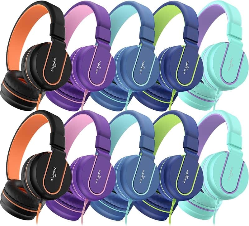 AILIHEN Kids Headphones Bulk 10-Pack for School Classroom with Mic, 93dB | Volume Limited…