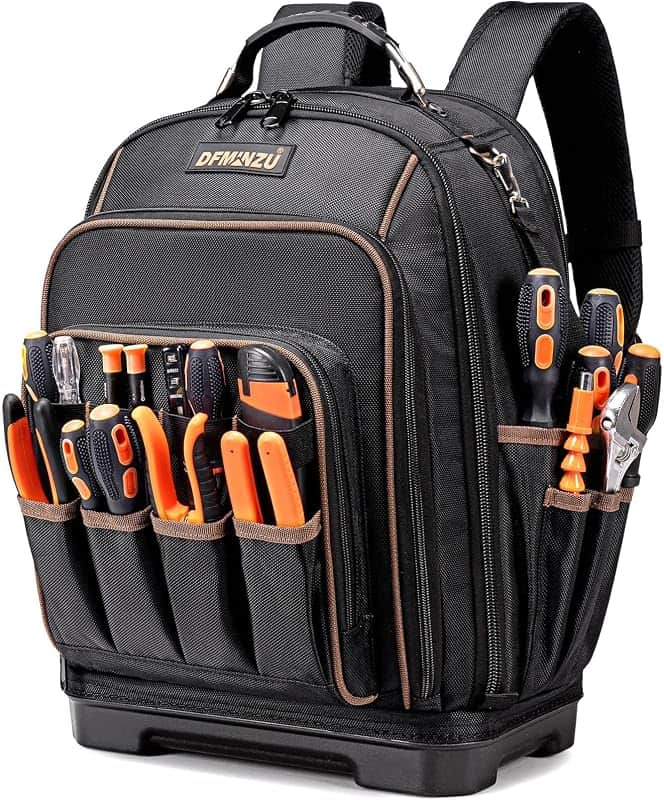 Heavy Duty Tool Backpack, 46 Pockets, Laptop Compartment, Molded Base