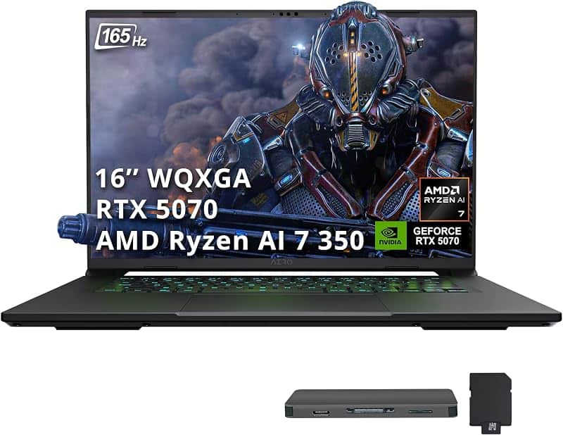 AERO X16 16" WQXGA 165Hz Gaming Laptop, AMD Ryzen AI 7 350, NVIDIA GeForce RTX 5070, 32GB…