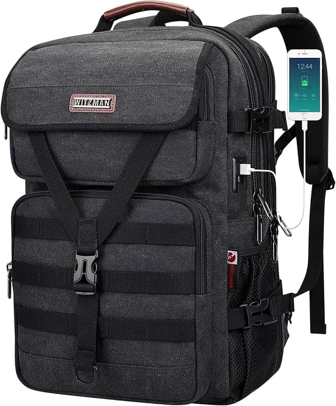 Canvas Travel Backpack for Men Large Laptop Backpack Fits 16 Inch