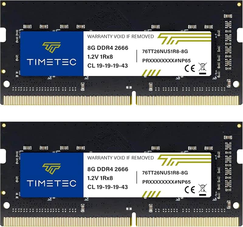 Timetec 16GB KIT (2x8GB) DDR4 2666MHz (PC4-2666V) PC4-21300 SODIMM Laptop RAM – 260-Pin 1…
