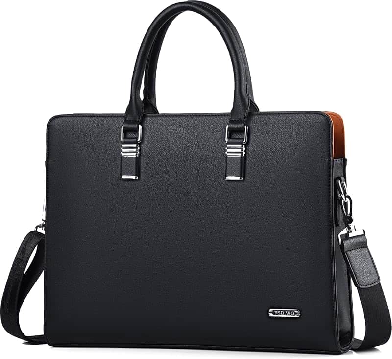 ]Business Bag Leather Briefcase Shoulder Laptop Business Bag for Men