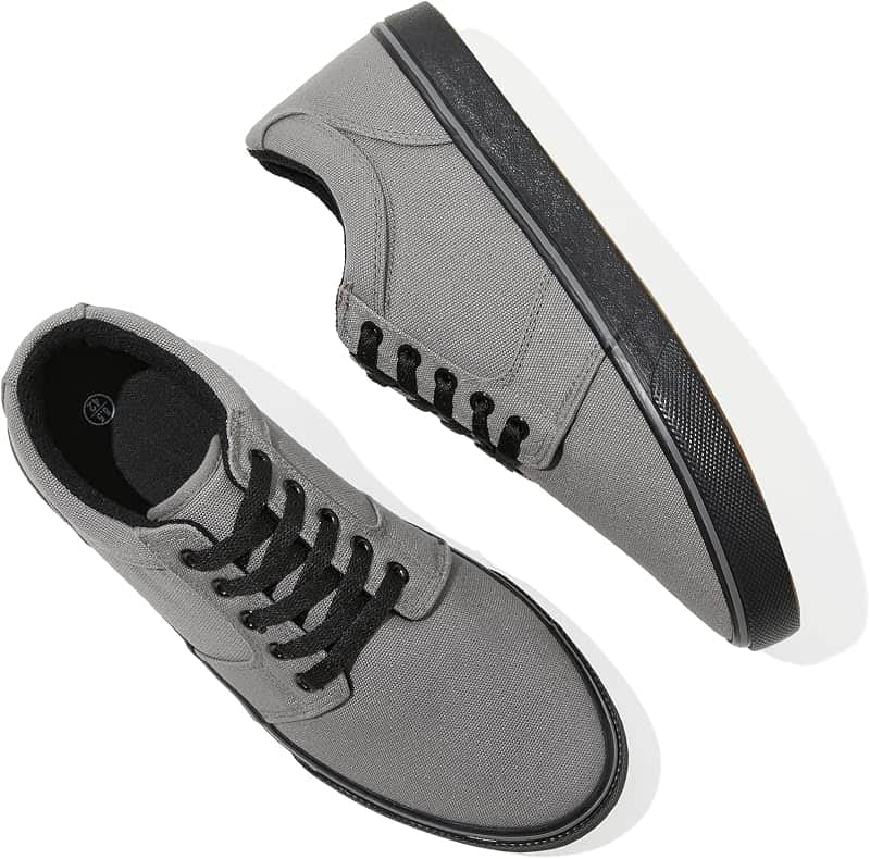 Men's White Casual Tennis Shoes Black Canvas Sneakers