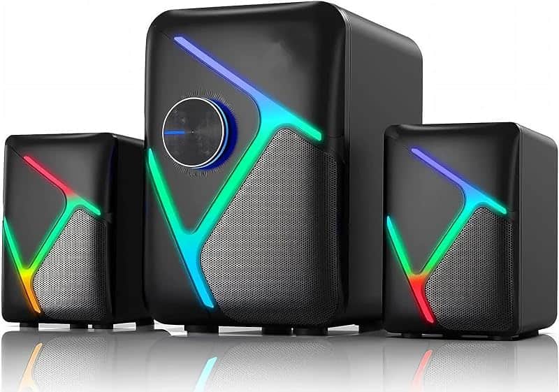 2.1 Gaming Speakers with RGB Gradient Light, PC Speakers with Dynamic Sound, USB Powered…