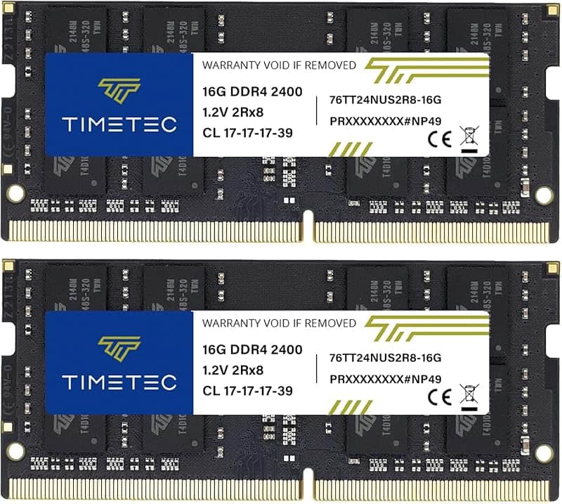 Timetec 32GB KIT (2x16GB) DDR4 2400MHz (PC4-2400T) PC4-19200 SODIMM Laptop RAM – 260-Pin…