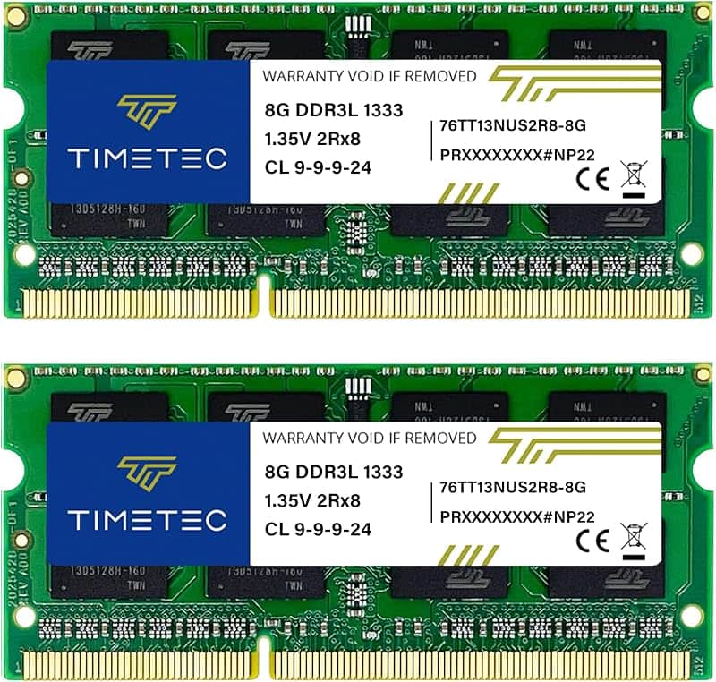 Timetec 16GB KIT(2x8GB) DDR3 / DDR3L 1333MHz PC3-10600 Non-ECC Unbuffered 1.5V / 1.35V CL…