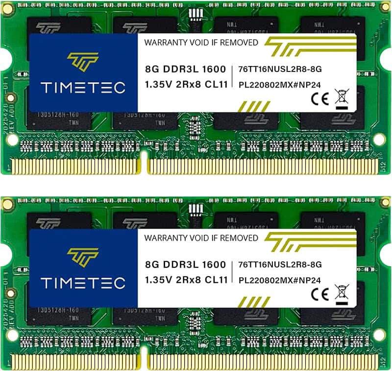 Timetec 16GB KIT(2x8GB) DDR3L/DDR3 1600MHz(DDR3L-1600) PC3L-12800 Non-ECC Unbuffered 1.35…