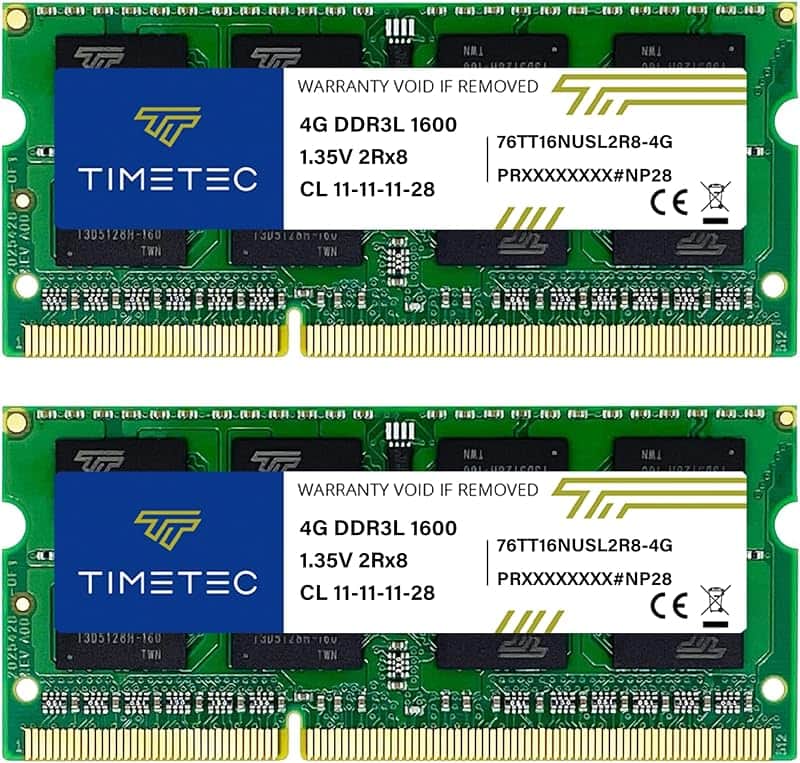 Timetec 8GB KIT(2x4GB) DDR3L / DDR3 1600MHz PC3L-12800 / PC3-12800 Non-ECC Unbuffered 1.3…