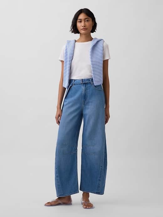 GAP High Rise UltraSoft Belted Horseshoe Jeans