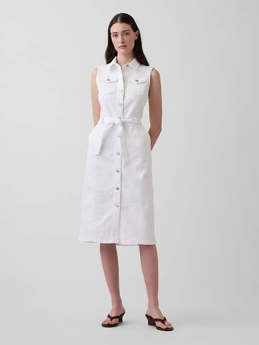 GAP Denim Tie-Belt Midi Dress