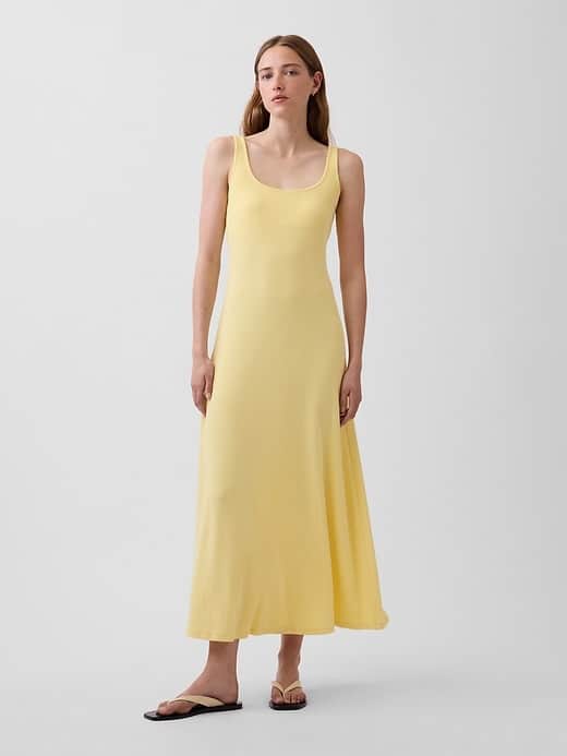 GAP Modern Rib Square-Neck Maxi Dress