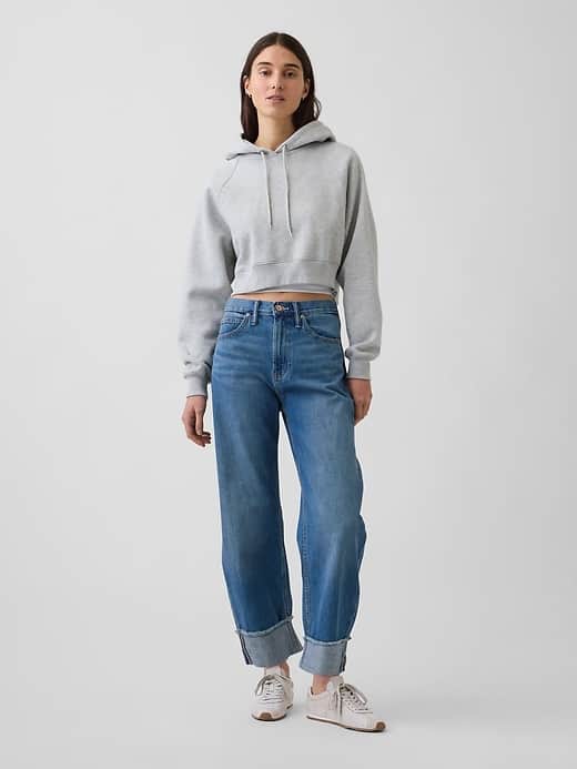 GAP High Rise Cuffed Barrel Jeans