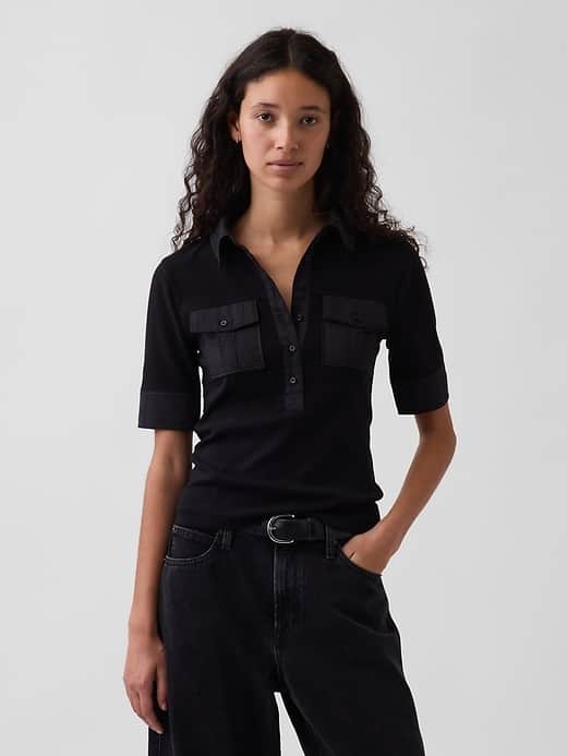 GAP Modern Elbow-Sleeve Utility T-Shirt