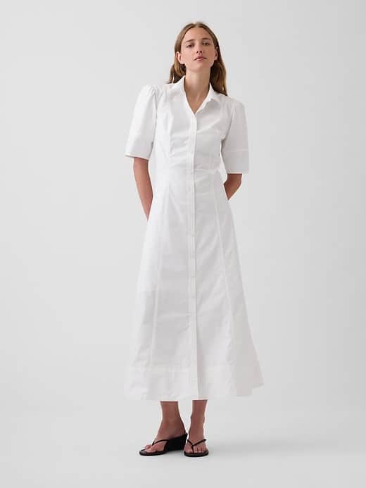 GAP Barrel-Sleeve Maxi Shirtdress