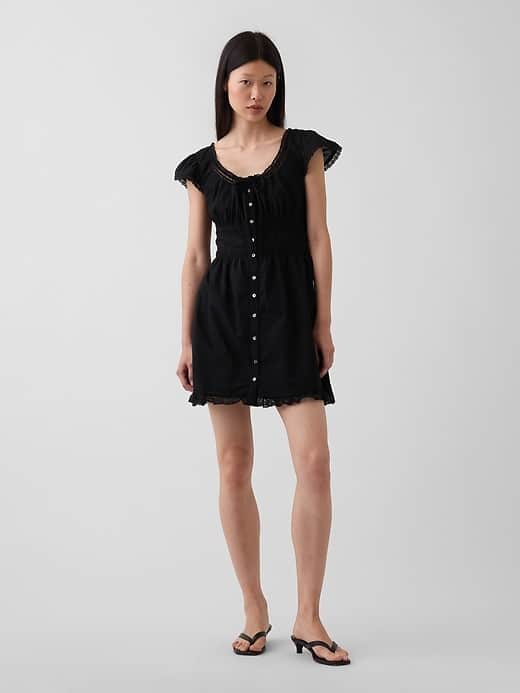 GAP Scoop Neck Lace-Trim Mini Dress