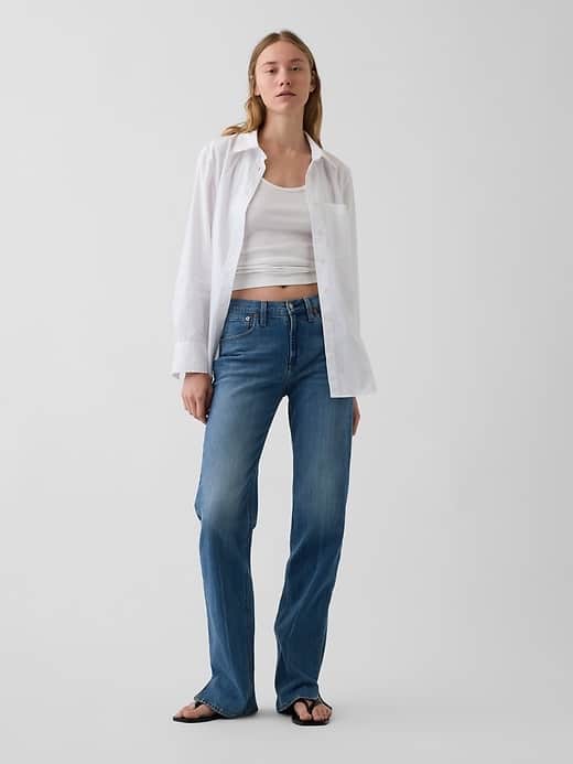 GAP Mid Rise Split-Hem Relaxed Straight Jeans