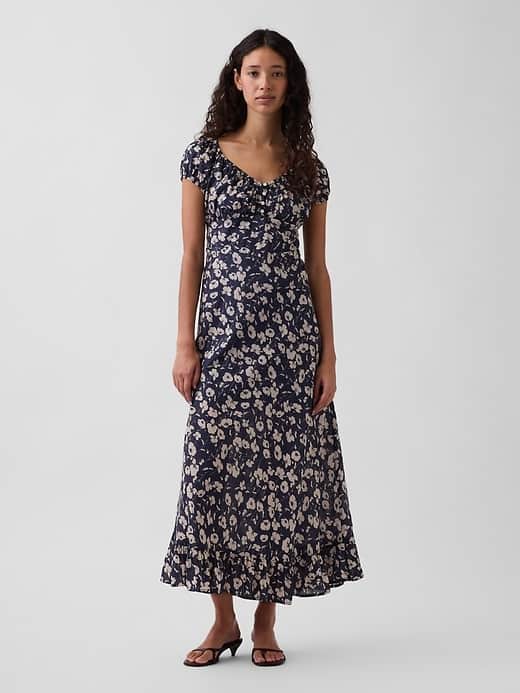 GAP V-Neck Ruffle Hem Maxi Dress