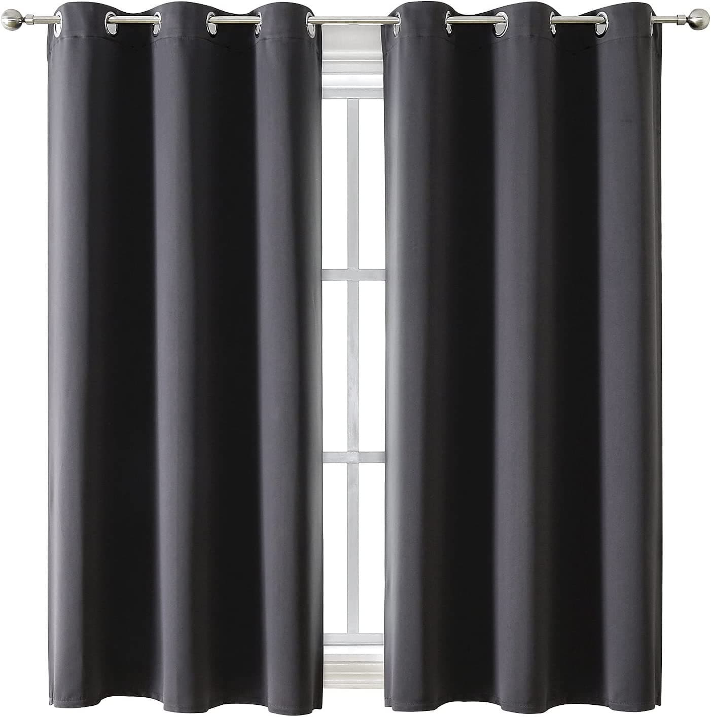 100% Blackout Opacas Cortinas 2 Paneles Set Para Ventanas De Tela 42X 63 Gris