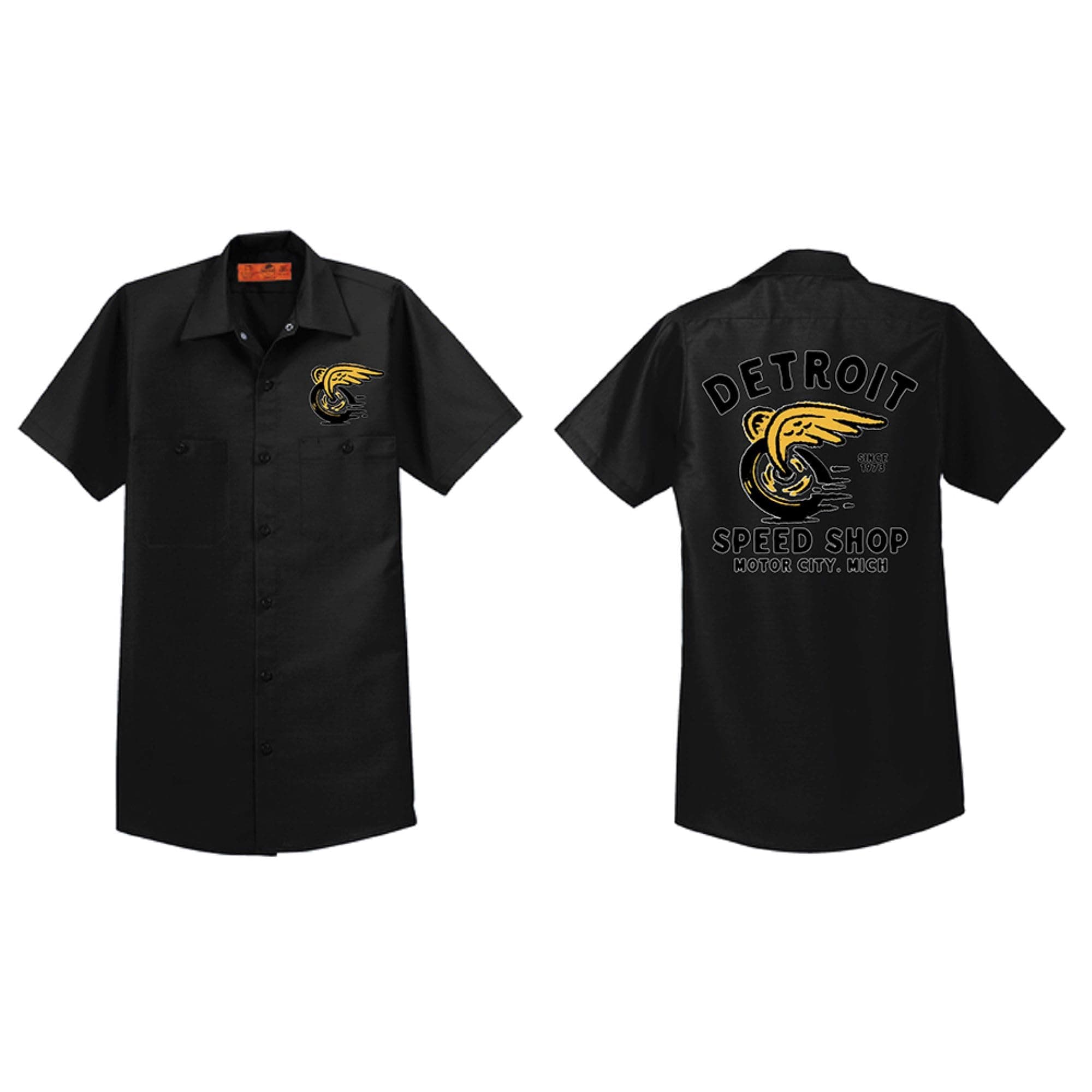 Detroit Speed Shop Vamoose Logos Mechanic Shirts Screen-Printed Designs TouchTex Technology
