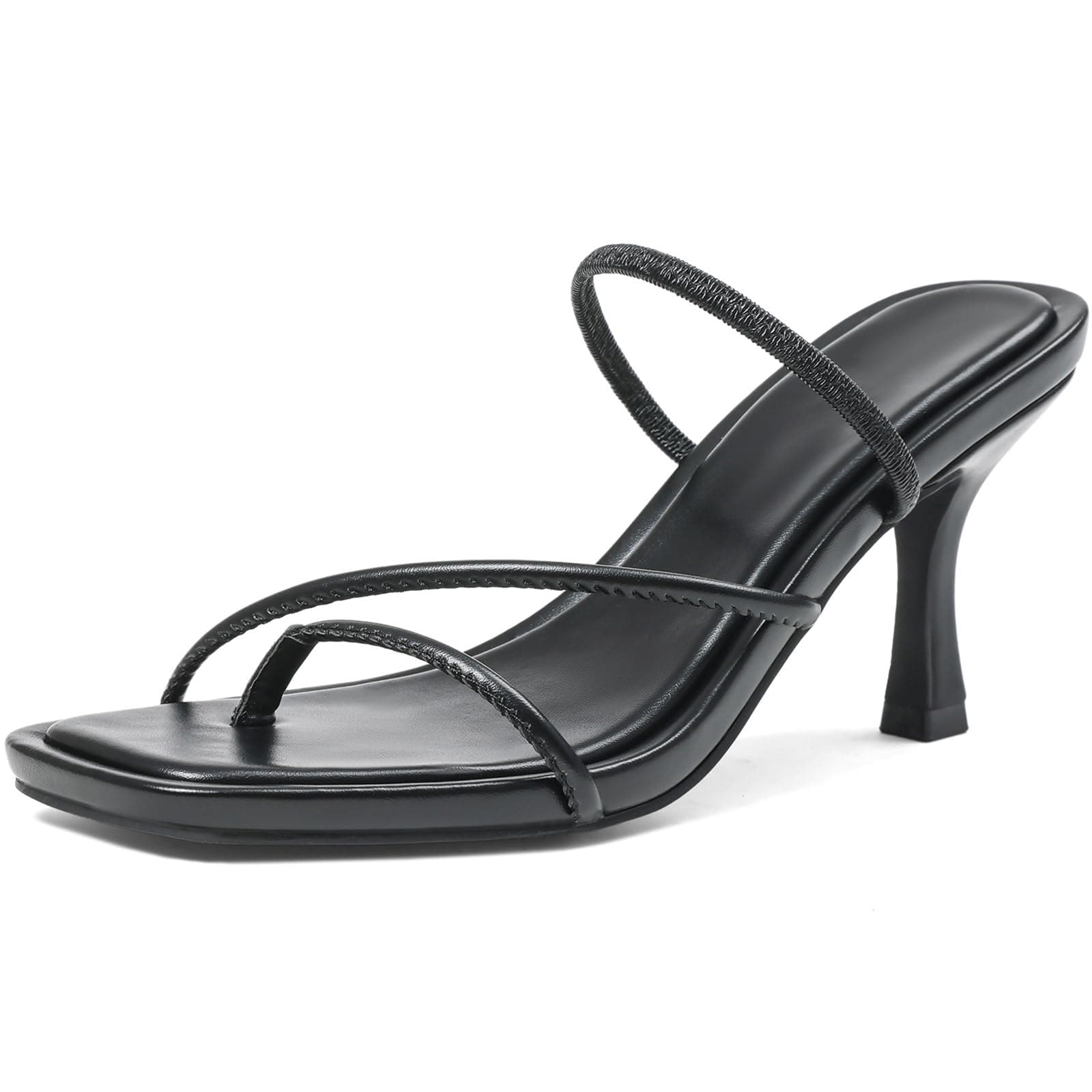 Strappy Kitten Heel Sandals Women Square Toe Flip Flop Heels