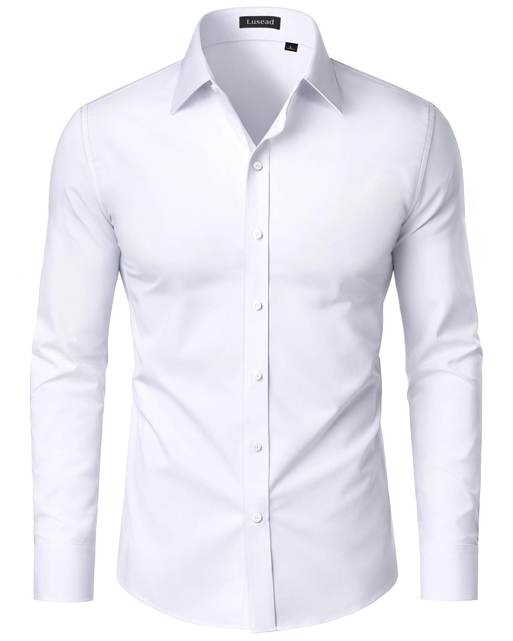 Mens Dress Shirts Long Sleeve Cotton Wrinkle Free Button Down Shirt