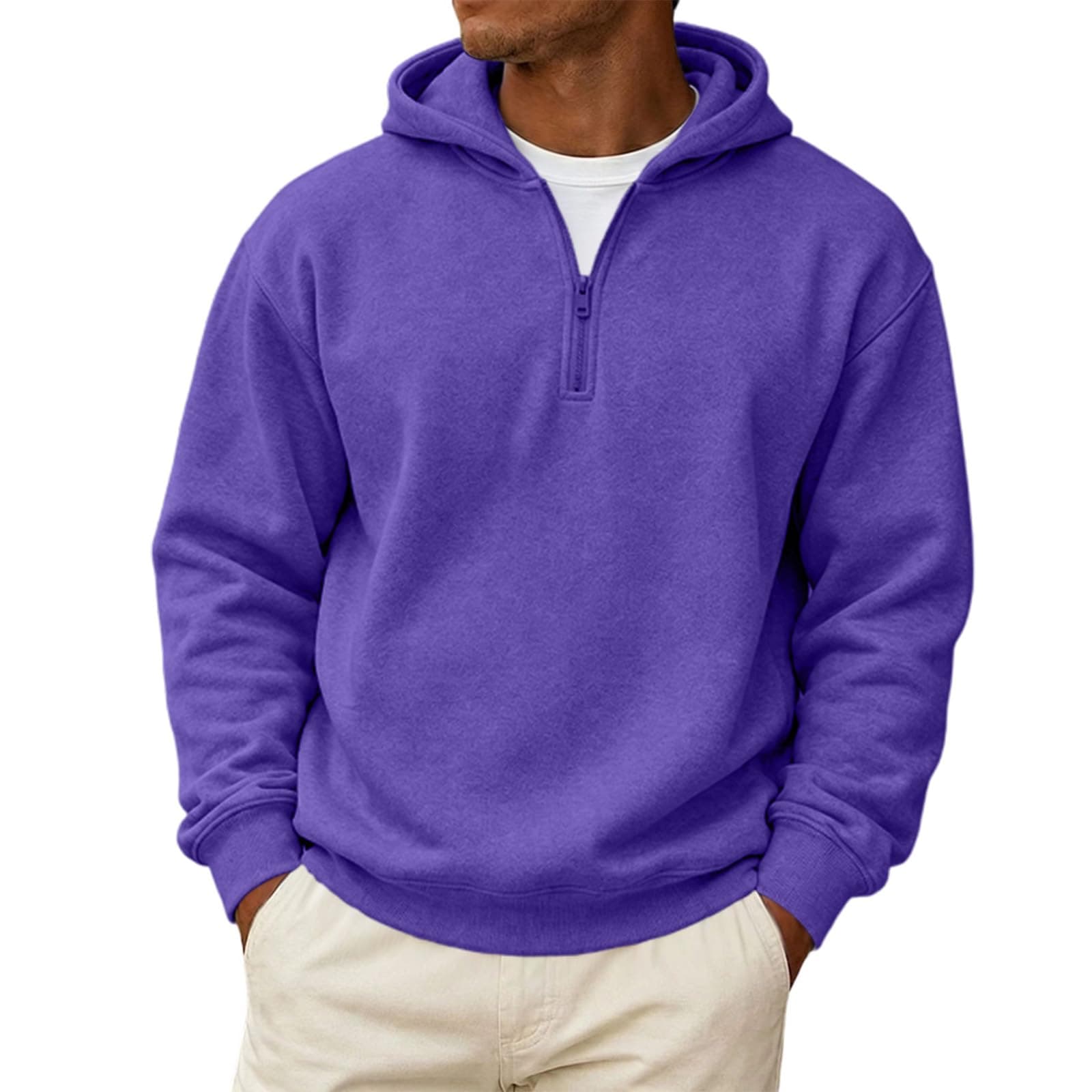 Fleece Big and Tall Hoodies for Men Classic 1/4 Zip Fuzzy Hoodie Sweatshirt