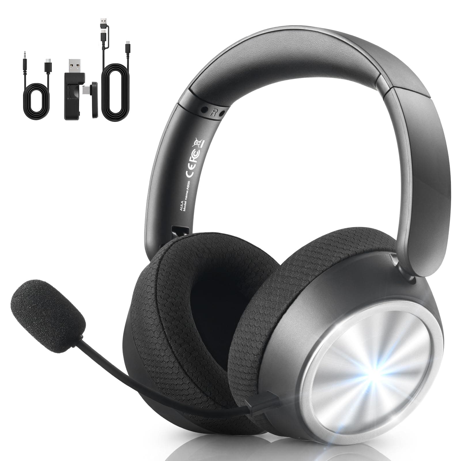 Wireless Gaming Headset with Mic Over Ear Headphones Noise Cancelling