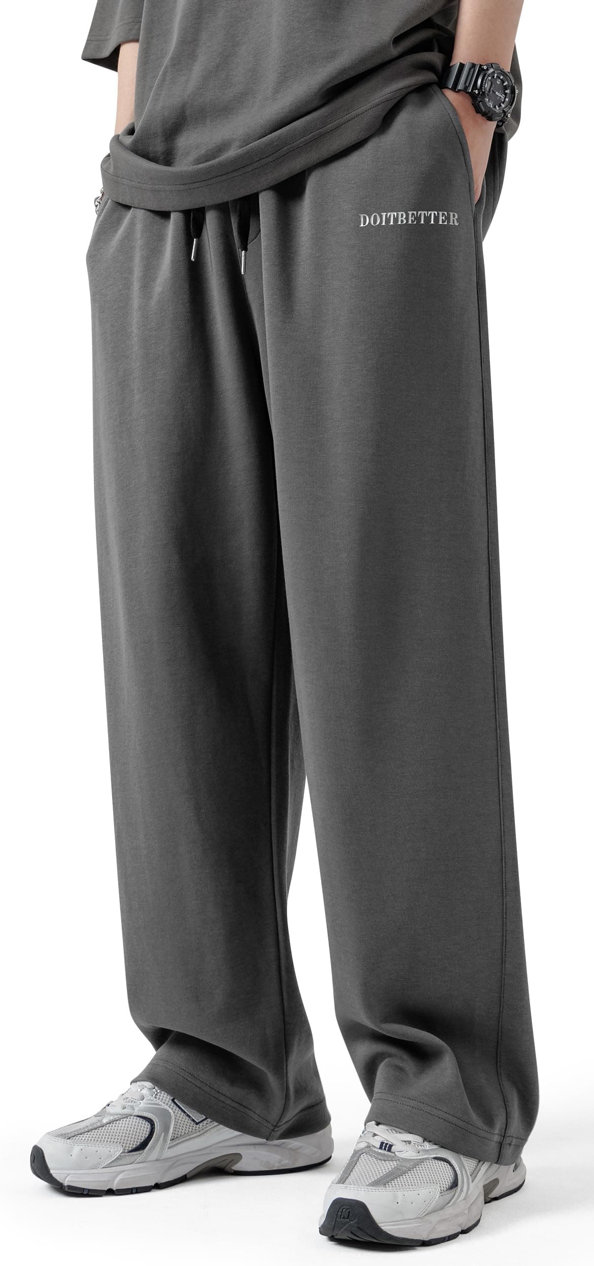 Men's Cotton Yoga Sweatpants Baggy Athletic Casual Straight Leg Sweat Pants