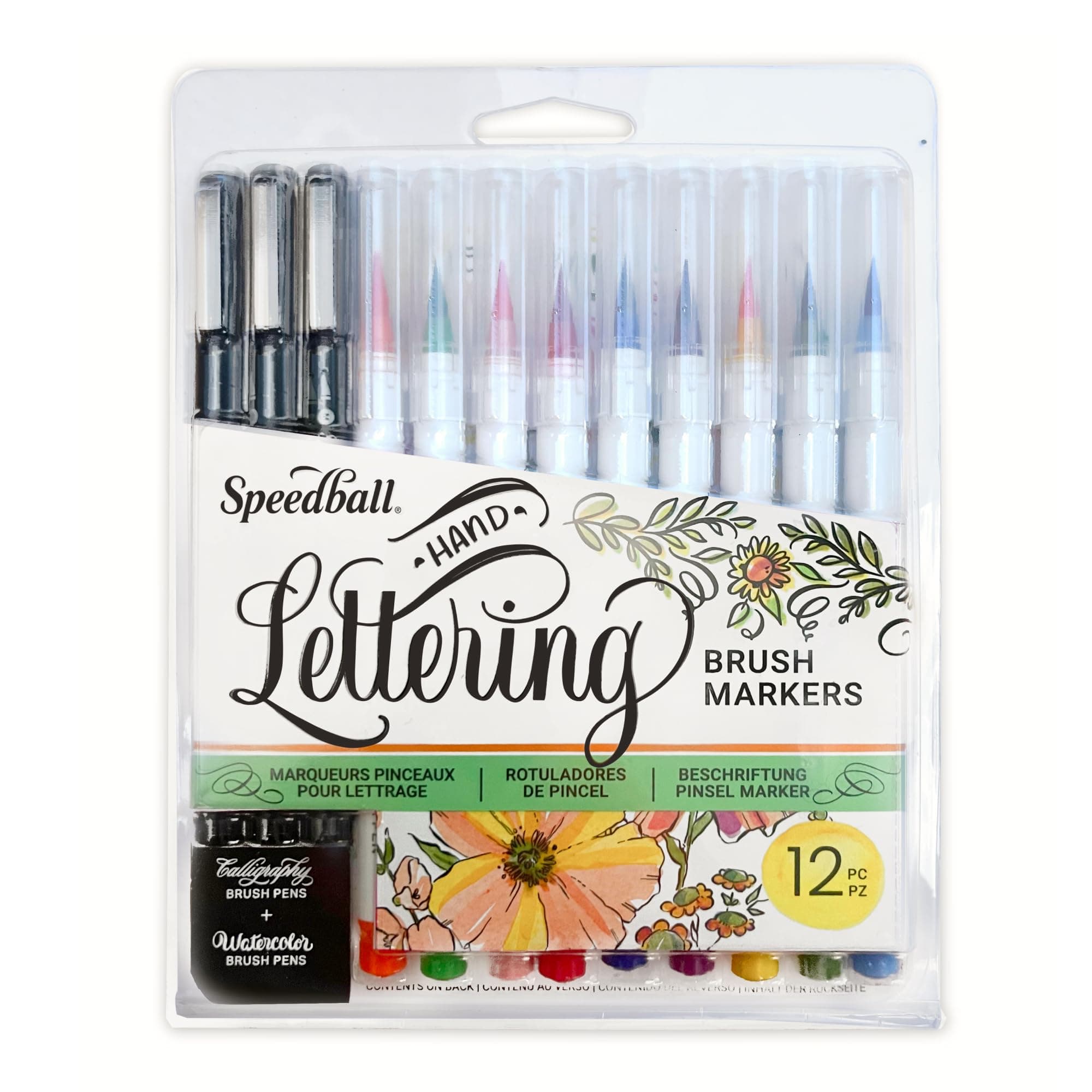 Speedball Hand-Lettering Brush Marker Set, 12-Piece